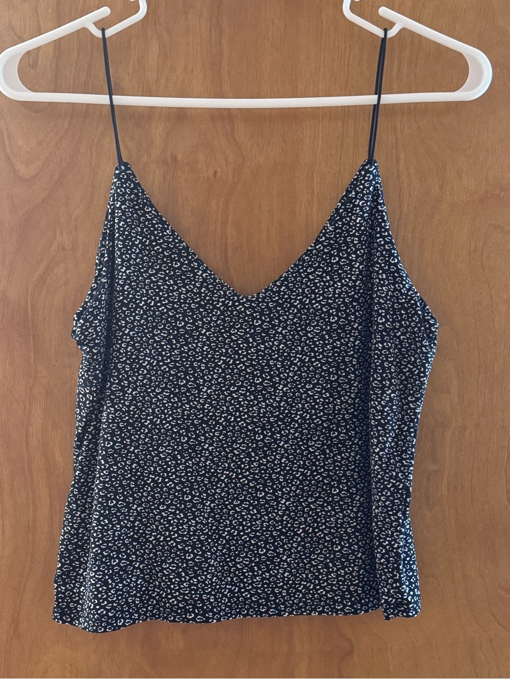 Women's Black Spaghetti Strap leopard print Cami Top